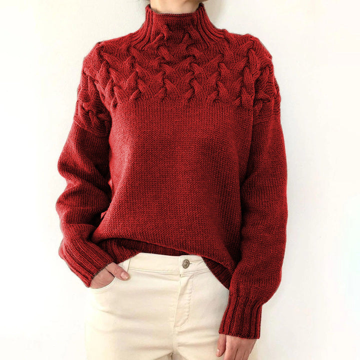 Women's Cashmere Sweater with Turtleneck for Layering in Red