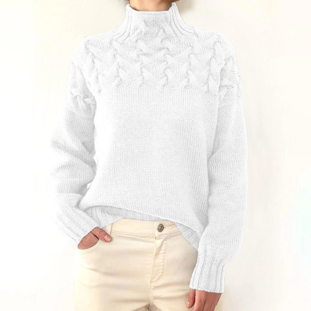 Women's Cashmere Sweater with Turtleneck for Layering in White
