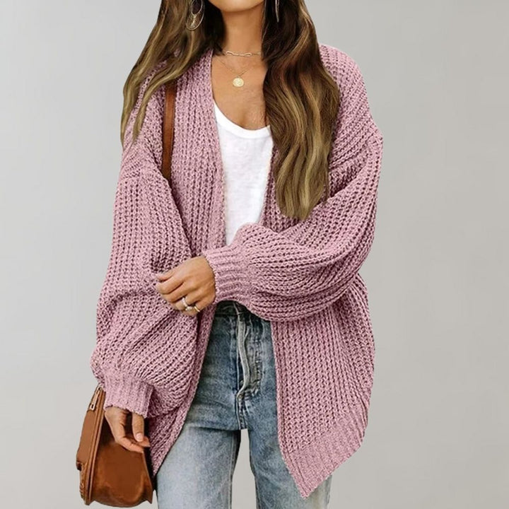 Women's Casual Autumn Sweaters with Open Front in Pink