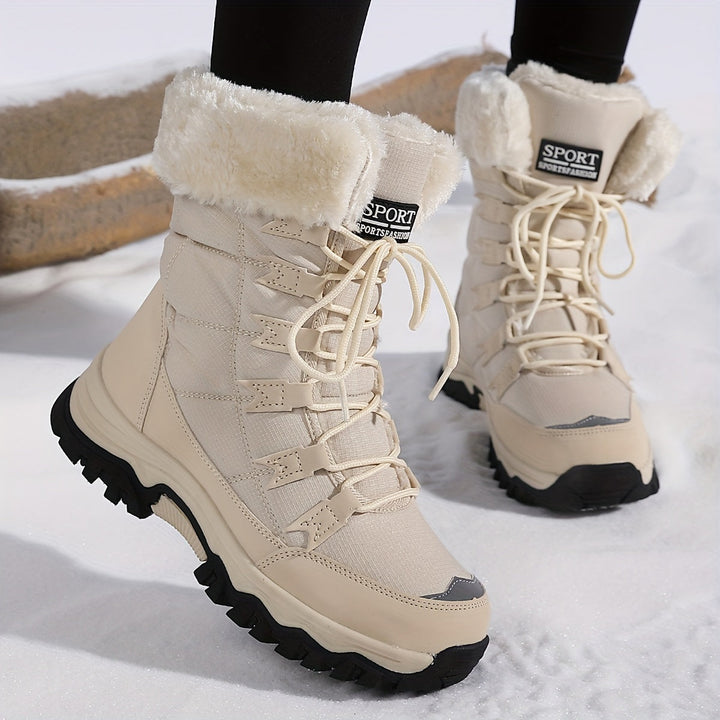 Women's Casual Knee High Boots for Winter in Beige