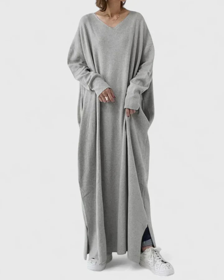 Women's Casual Knitted Dress Oversized Maxi in Grey 1
