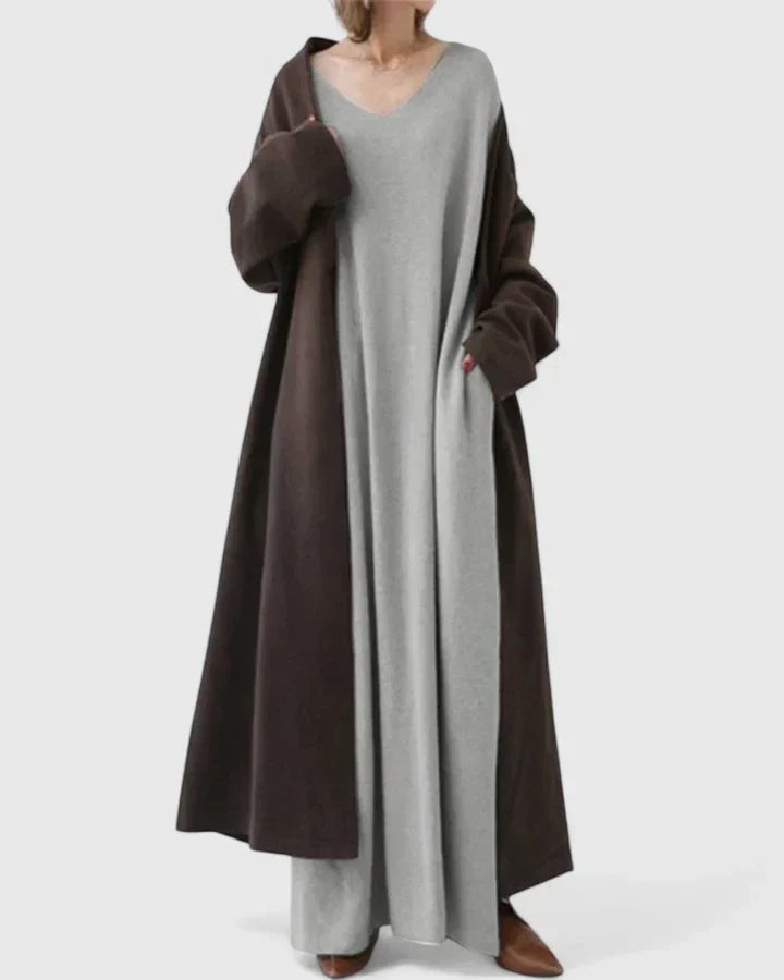 Women's Casual Knitted Dress Oversized Maxi in Grey 3