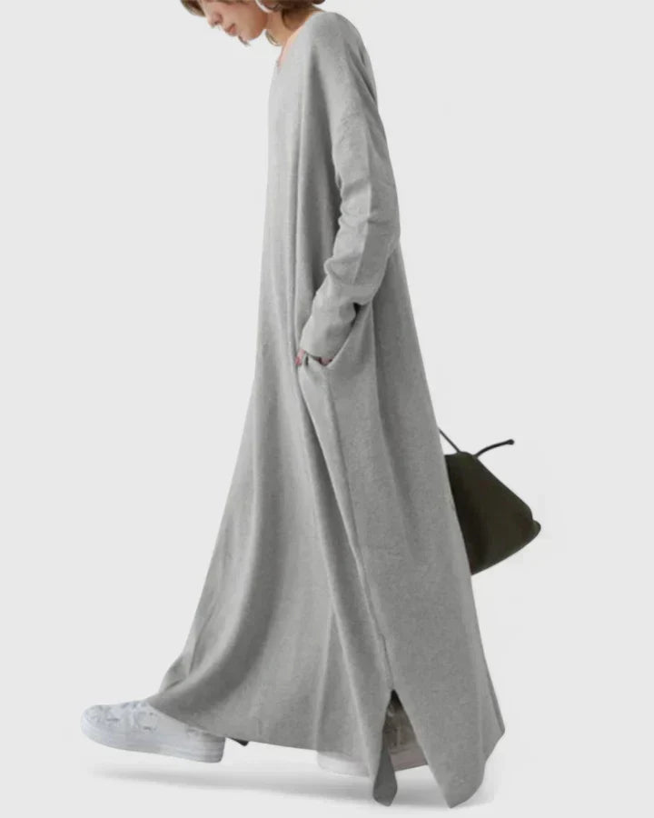 Women's Casual Knitted Dress Oversized Maxi in Grey 7