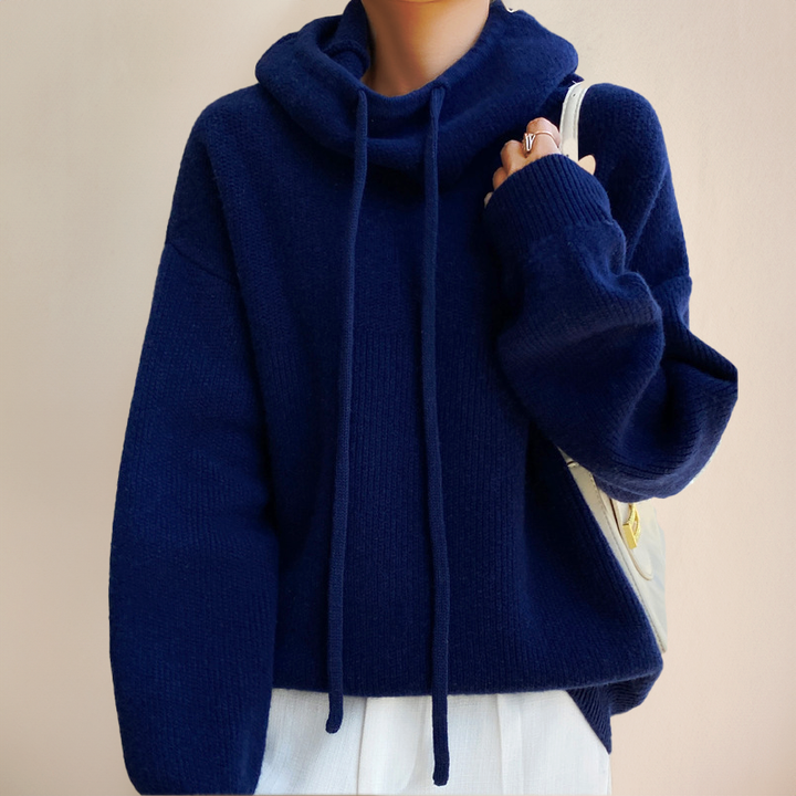 Women's Christmas Jumper in Merino Wool in Blue