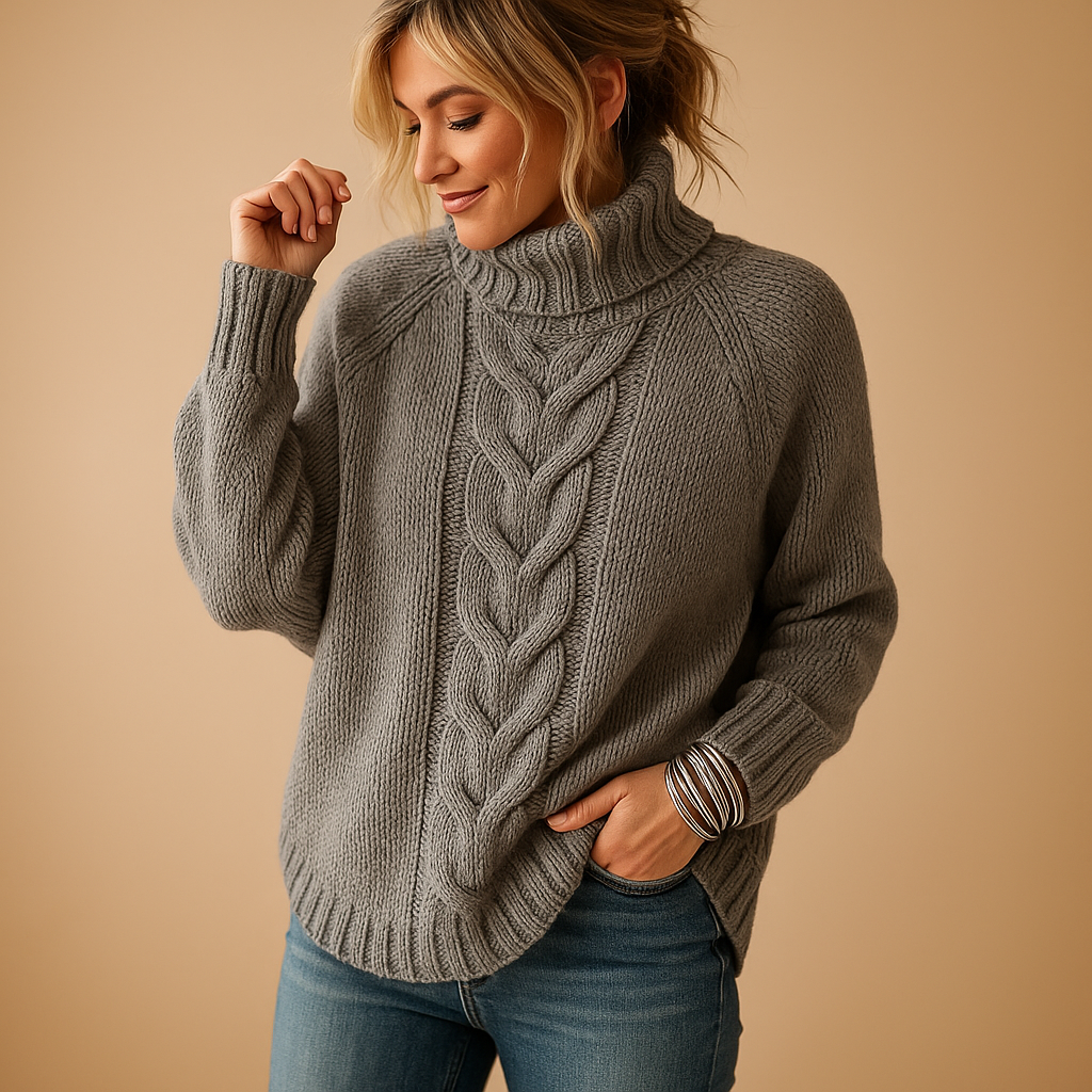 Women's Chunky Knit Jumper Dress for Winter Layering in Grey