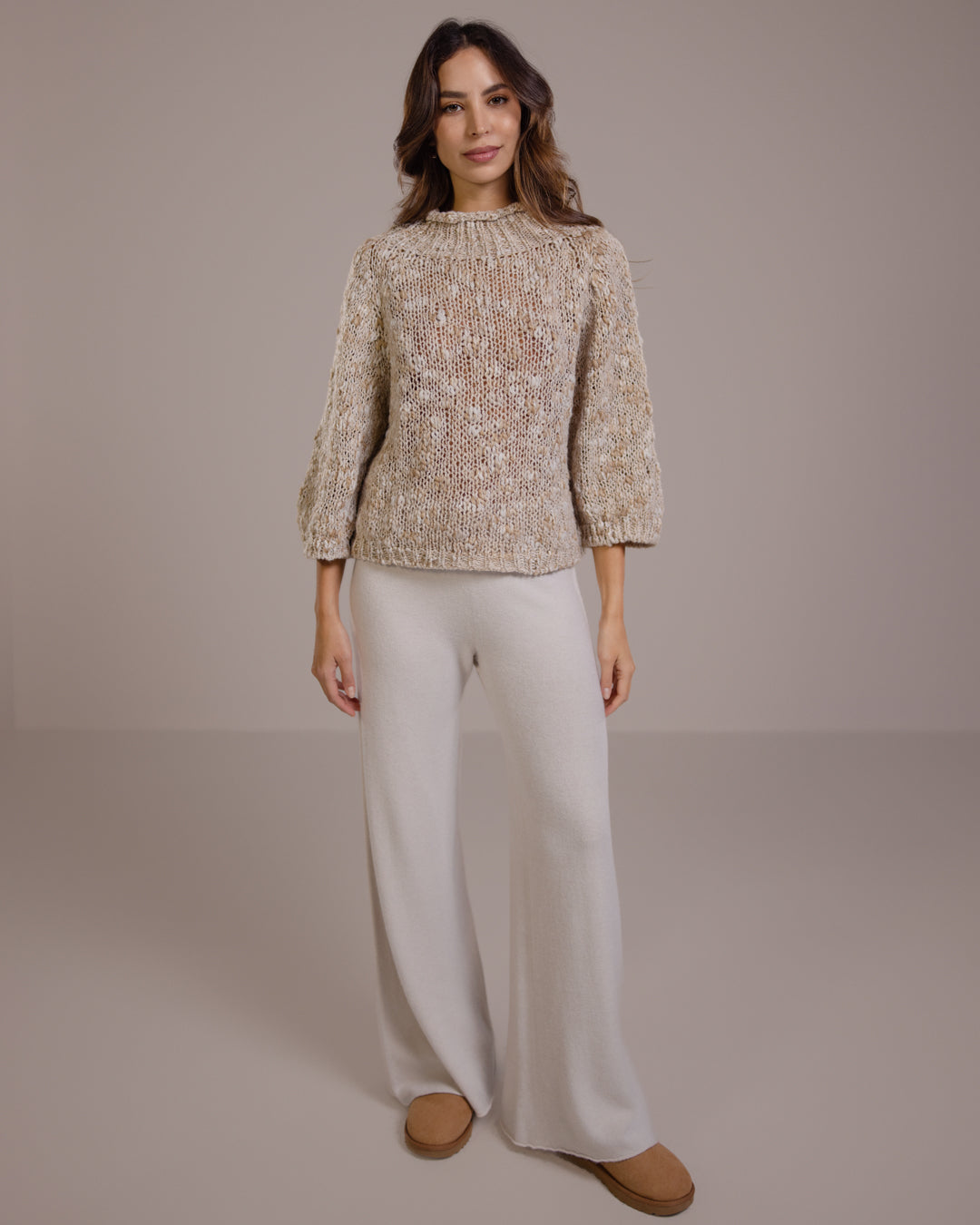 Women's Classic Beige Wool Jumper Dress (2)