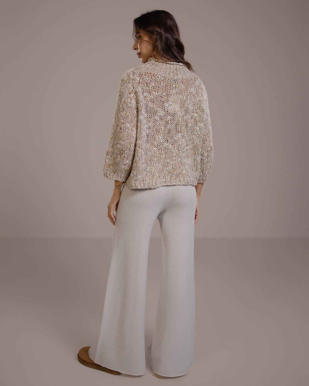 Women's Classic Beige Wool Jumper Dress (3)