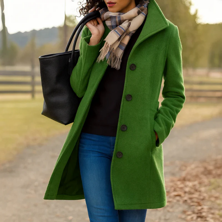 Women's Coat for Autumn with Easy Layering in Moosgrün