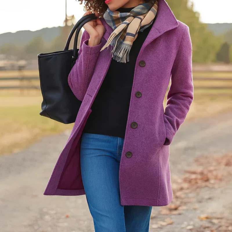 Women's Coat for Autumn with Easy Layering in Violett