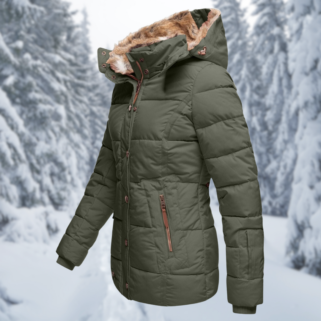 Women's Coat Fur-Lined Hooded Autumn