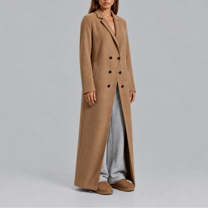 Women's Coat Tailored Formal Longline in Beige