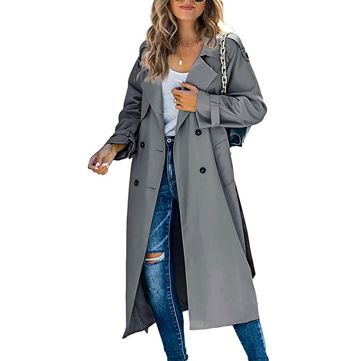 Women's Coat with Long, Elegant Trench Style in Grey
