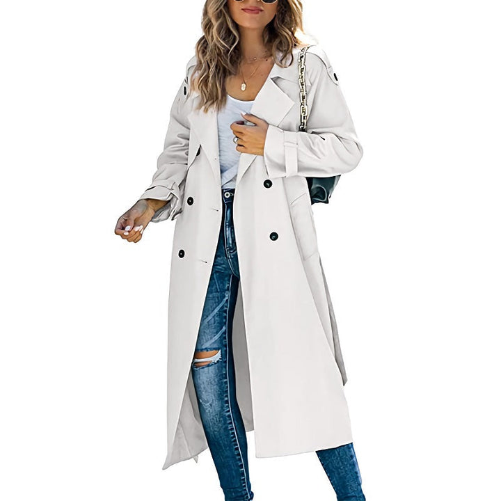Women's Coat with Long, Elegant Trench Style in White