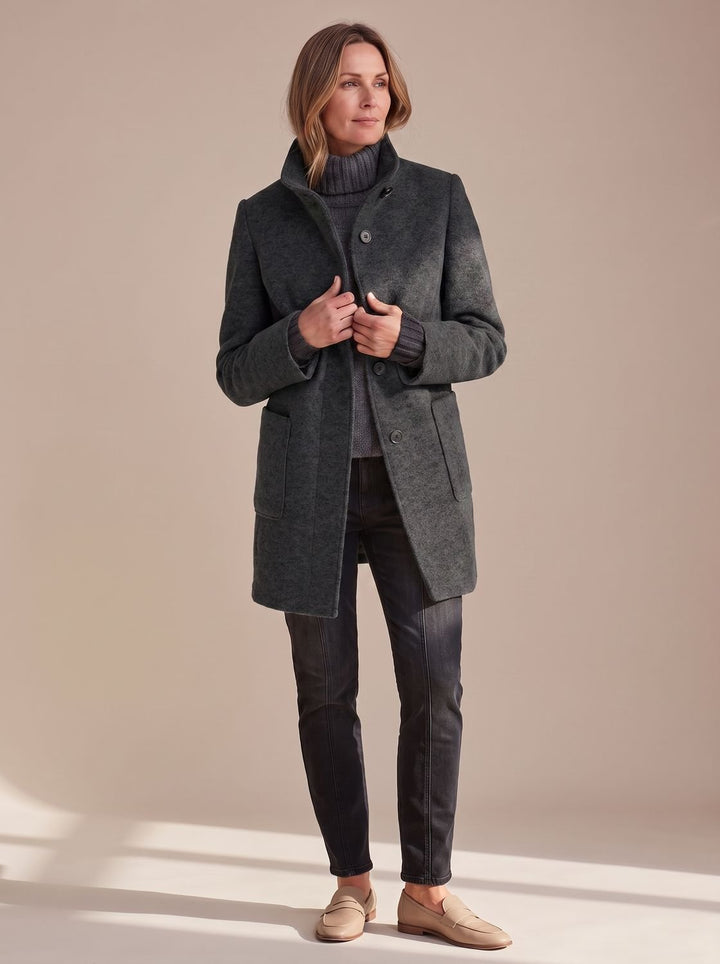 Women's Coat with Tailored Midi Fit in Black