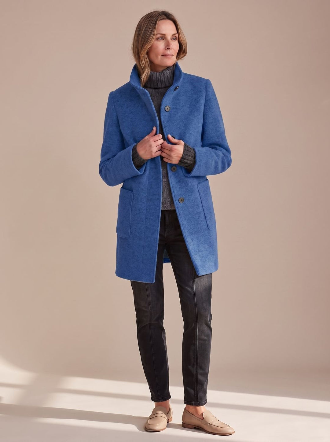 Women's Coat with Tailored Midi Fit in Blue