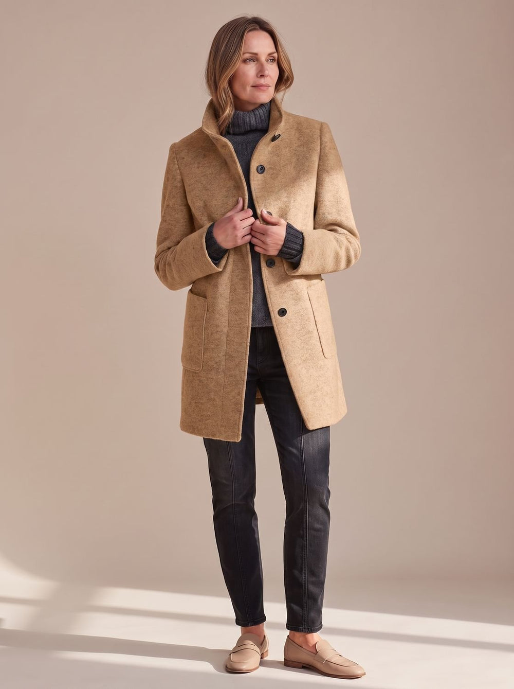 Women's Coat with Tailored Midi Fit in Brown
