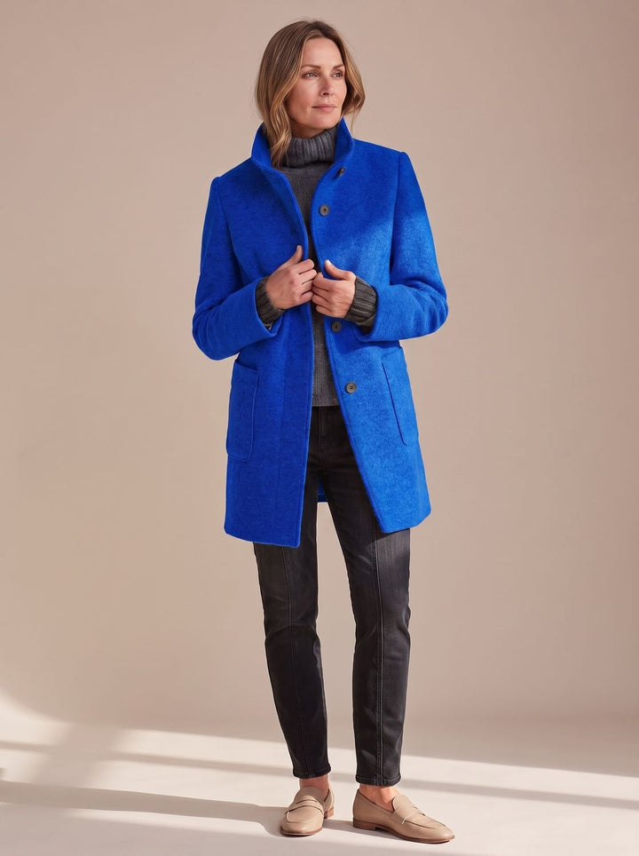 Women's Coat with Tailored Midi Fit in Dark Blue