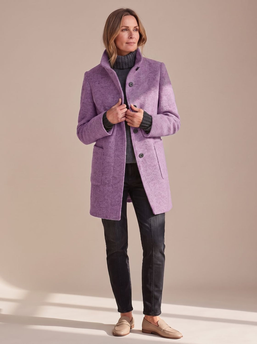 Women's Coat with Tailored Midi Fit in Purple