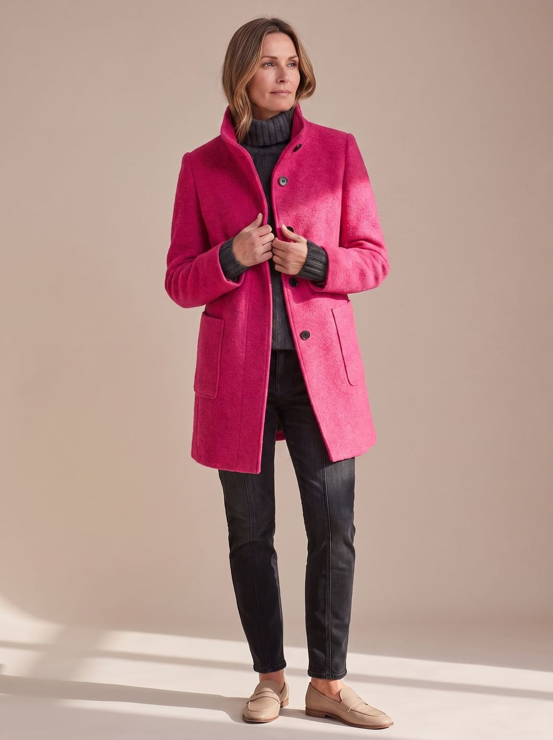 Women's Coat with Tailored Midi Fit in Red