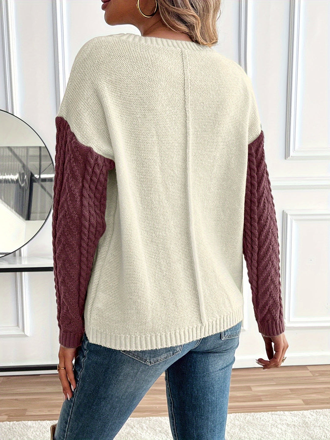 Women's Color-Block Cable-Knit Christmas Jumper (12)