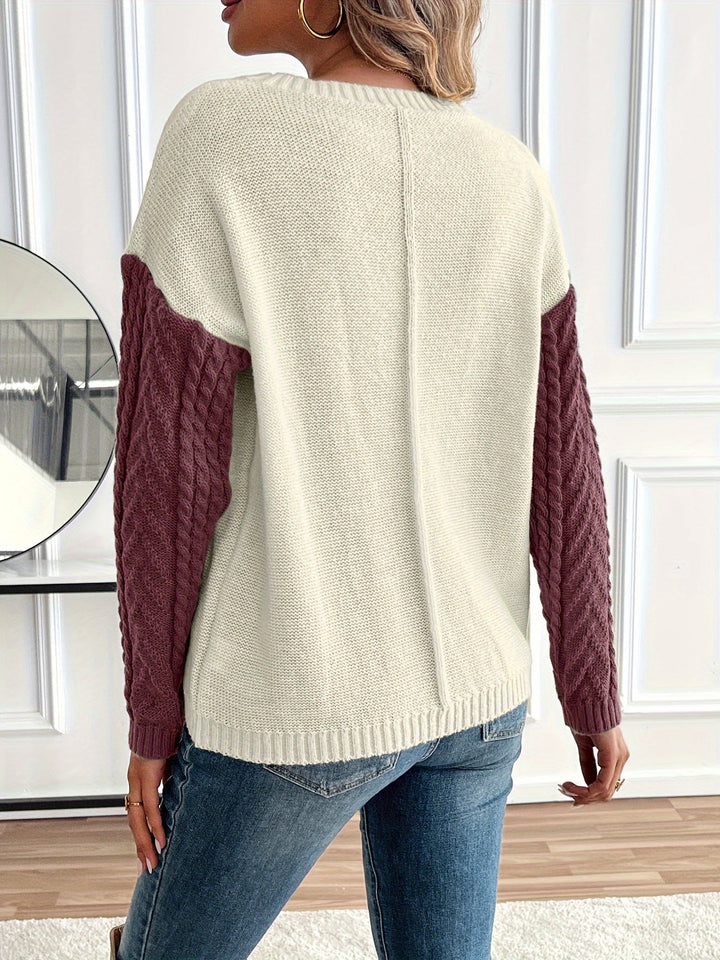 Women's Color-Block Cable-Knit Christmas Jumper (12)