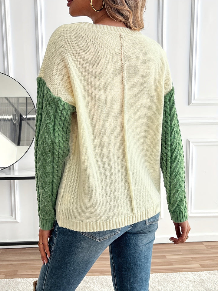 Women's Color-Block Cable-Knit Christmas Jumper (3)