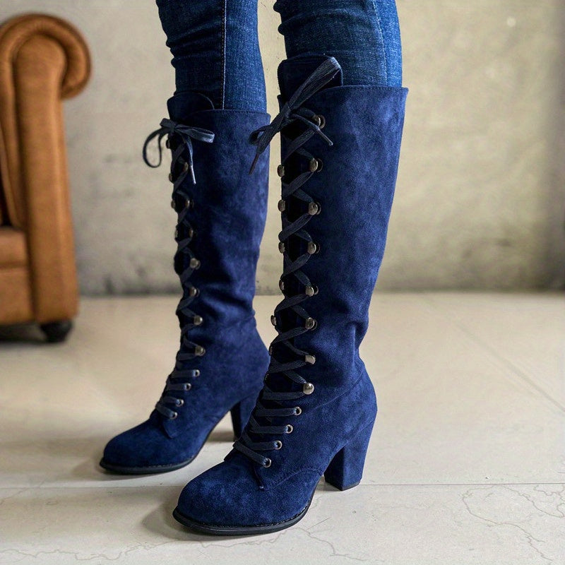 Women's Comfortable Knee High Boots for Everyday in Blue
