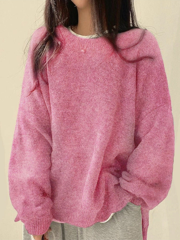 Women's Comfortable Knit Sweaters with Drop Shoulders in Pink
