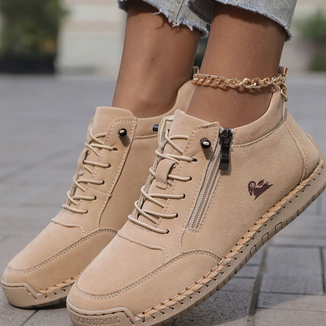Women's Comfortable Lace-Up Ankle Boots with Zipper (13)