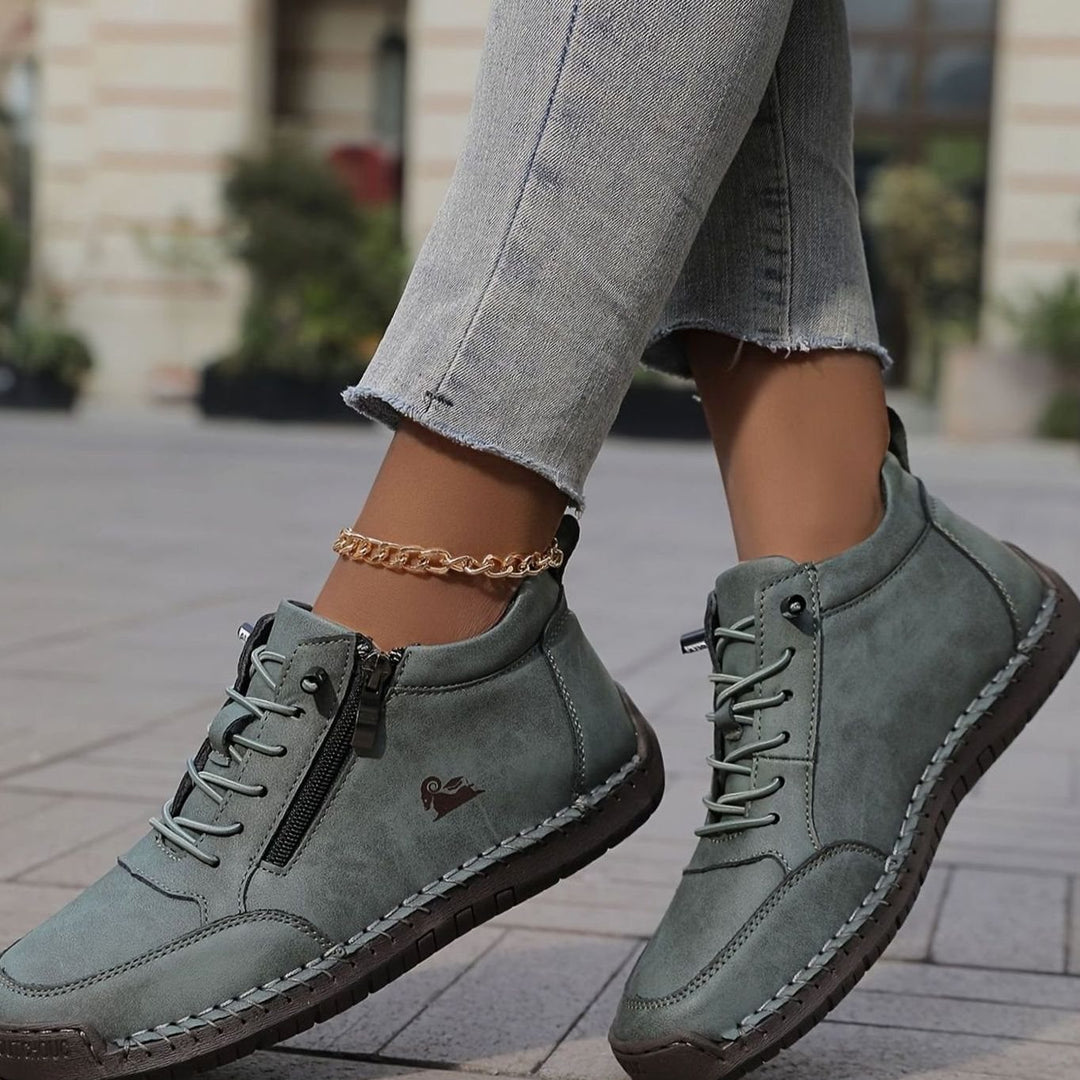 Women's Comfortable Lace-Up Ankle Boots with Zipper (14)