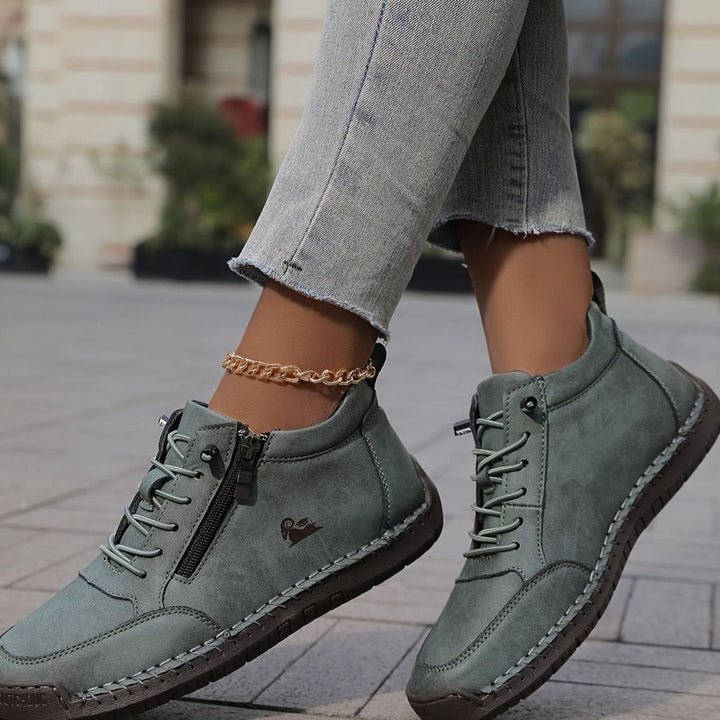 Women's Comfortable Lace-Up Ankle Boots with Zipper (14)