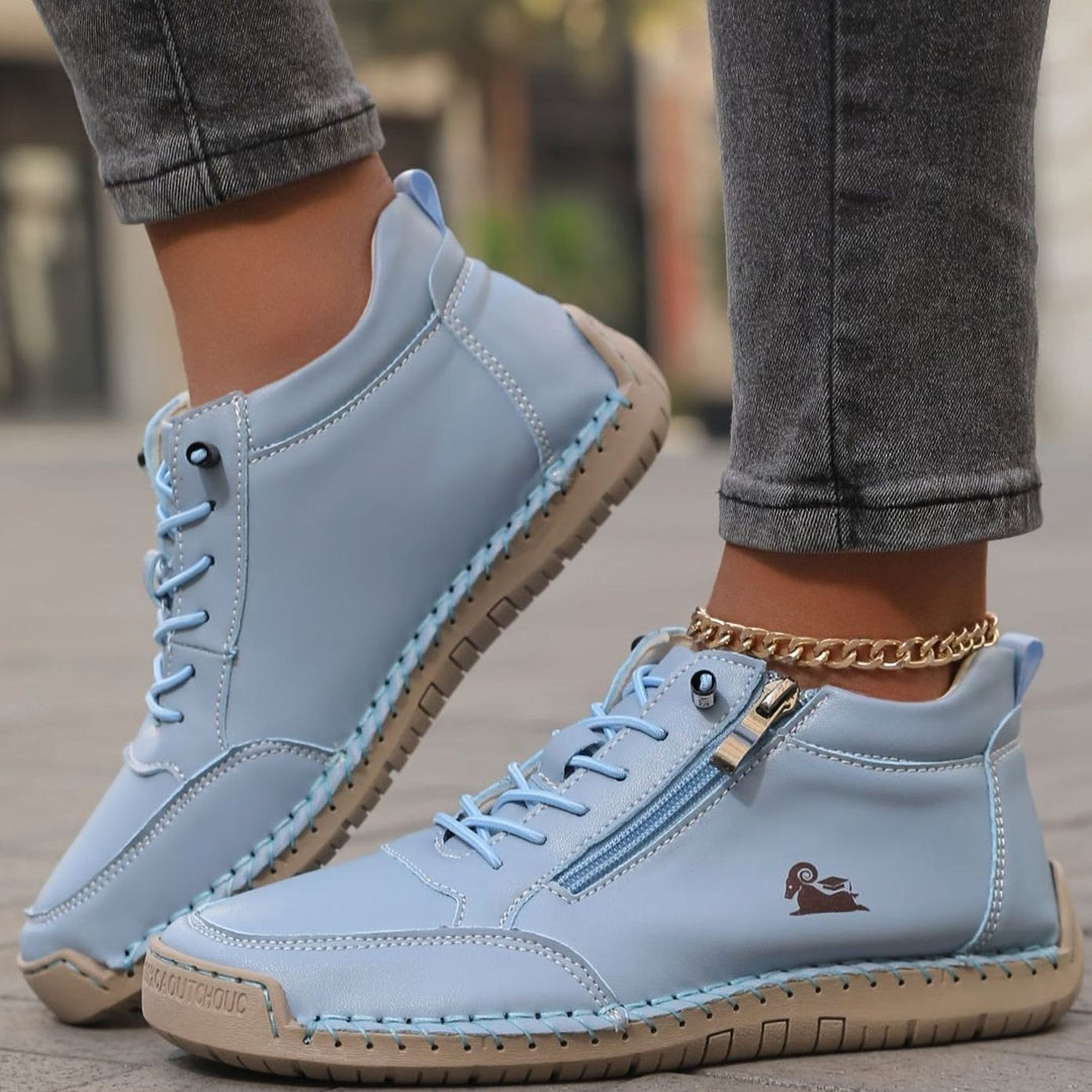 Women's Comfortable Lace-Up Ankle Boots with Zipper (3)