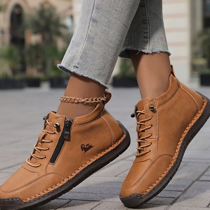 Women's Comfortable Lace-Up Ankle Boots with Zipper (4)
