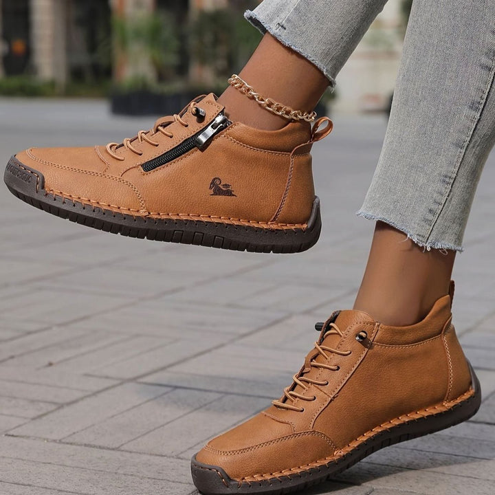 Women's Comfortable Lace-Up Ankle Boots with Zipper (5)