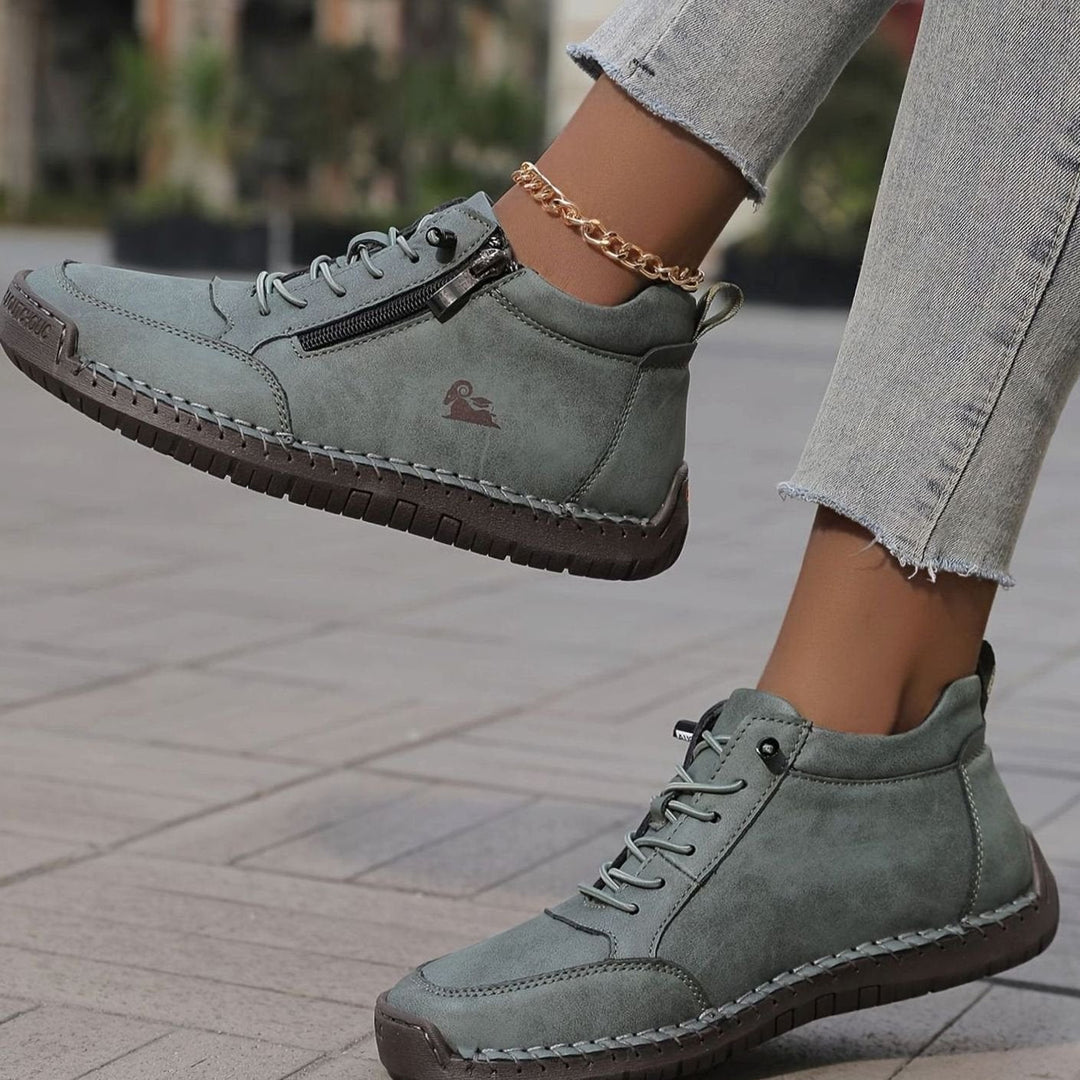 Women's Comfortable Lace-Up Ankle Boots with Zipper (8)