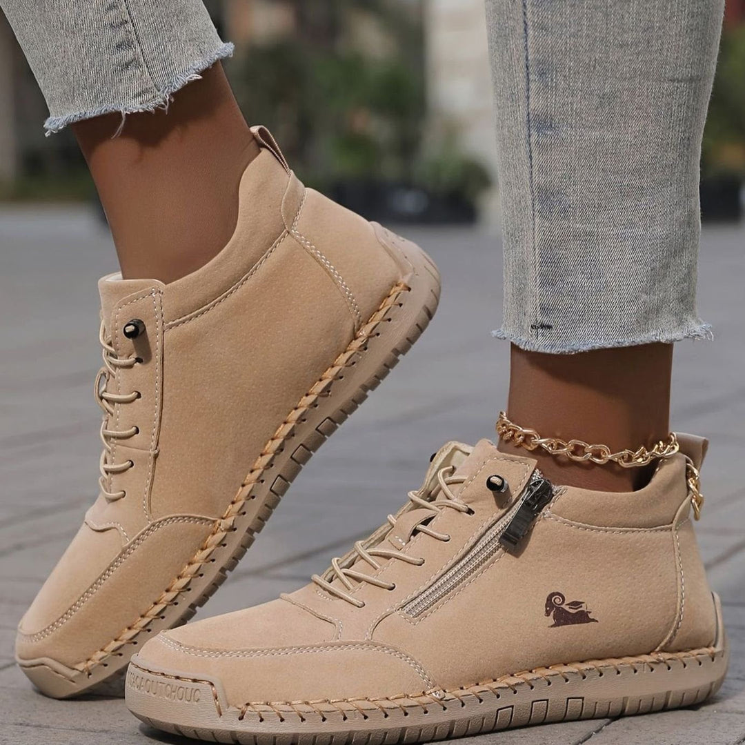 Women's Comfortable Lace-Up Ankle Boots with Zipper (9)