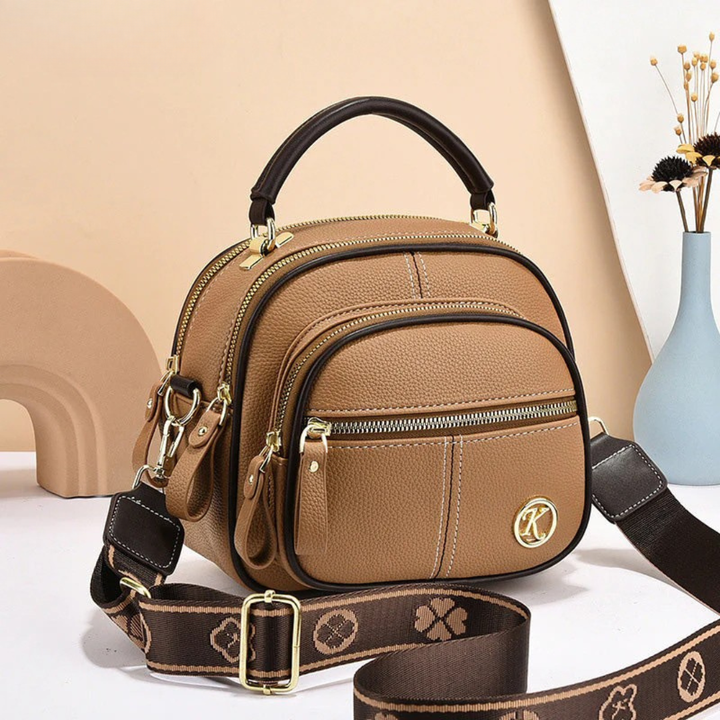 Women's Compact Structured Crossbody Tote Bag in Beige