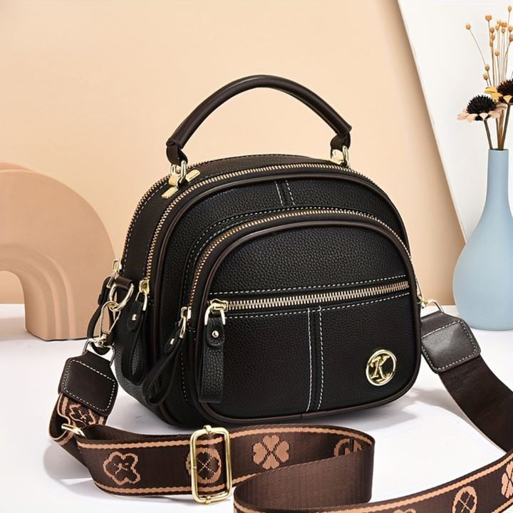 Women's Compact Structured Crossbody Tote Bag in Black