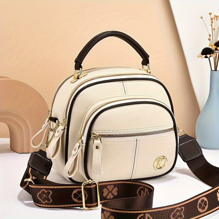 Women's Compact Structured Crossbody Tote Bag in Khaki