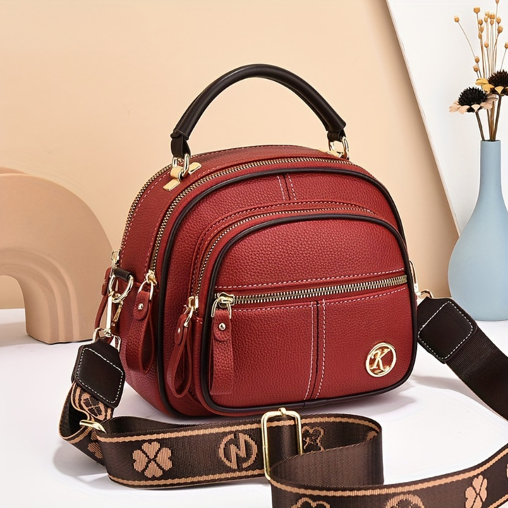 Women's Compact Structured Crossbody Tote Bag in Red