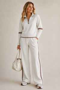 Evie | Women's Cosy Knit Jumper Dress and Trousers Set
