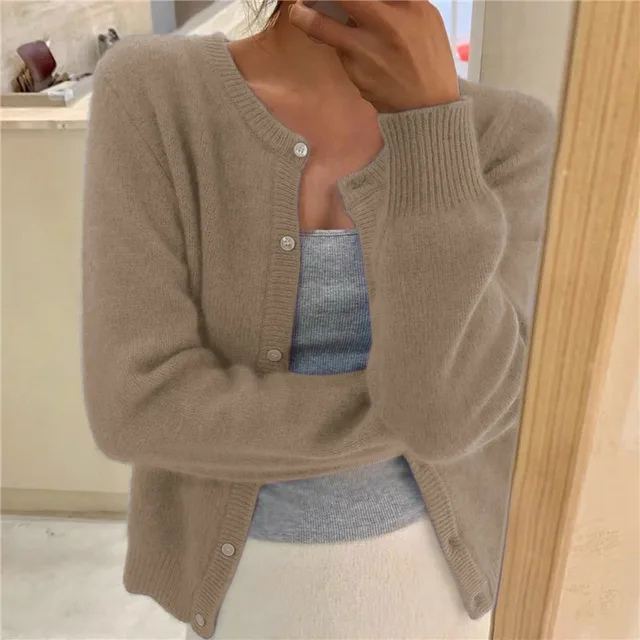 Women's Cosy Knit Sweater for Autumn Layering in Khaki