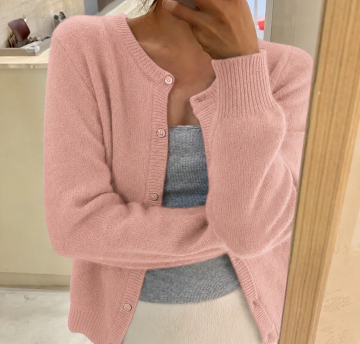 Women's Cosy Knit Sweater for Autumn Layering in Light Pink