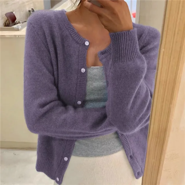 Women's Cosy Knit Sweater for Autumn Layering in Purple