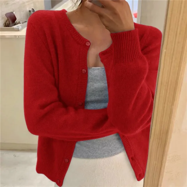 Women's Cosy Knit Sweater for Autumn Layering in Red
