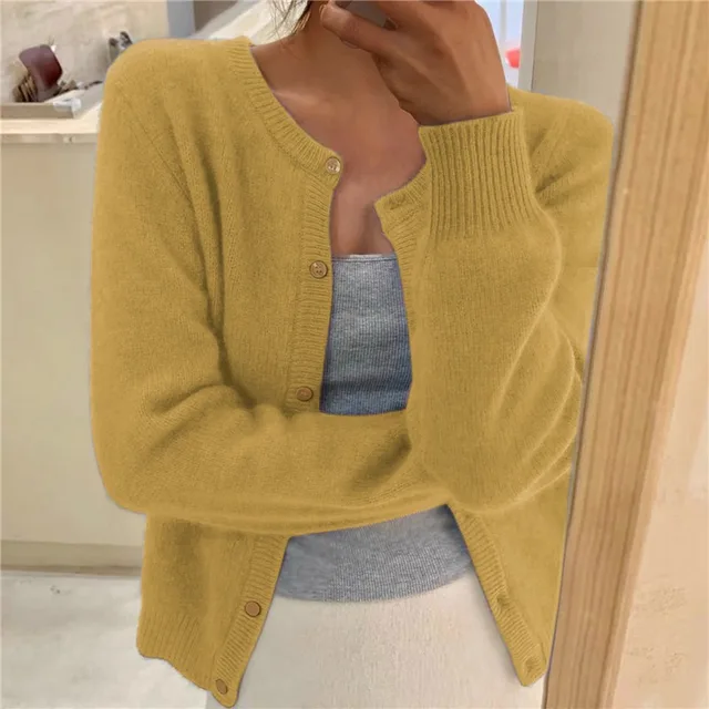 Women's Cosy Knit Sweater for Autumn Layering in Yellow