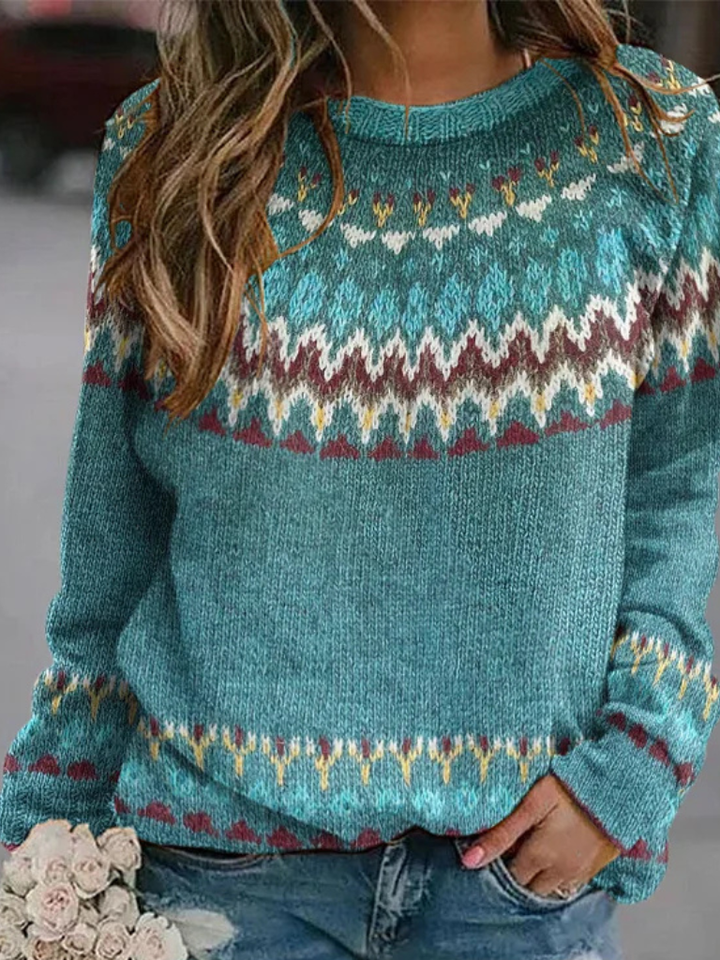 Women's Cosy Wool Jumper Dress for Everyday in Nordic Blue-Green