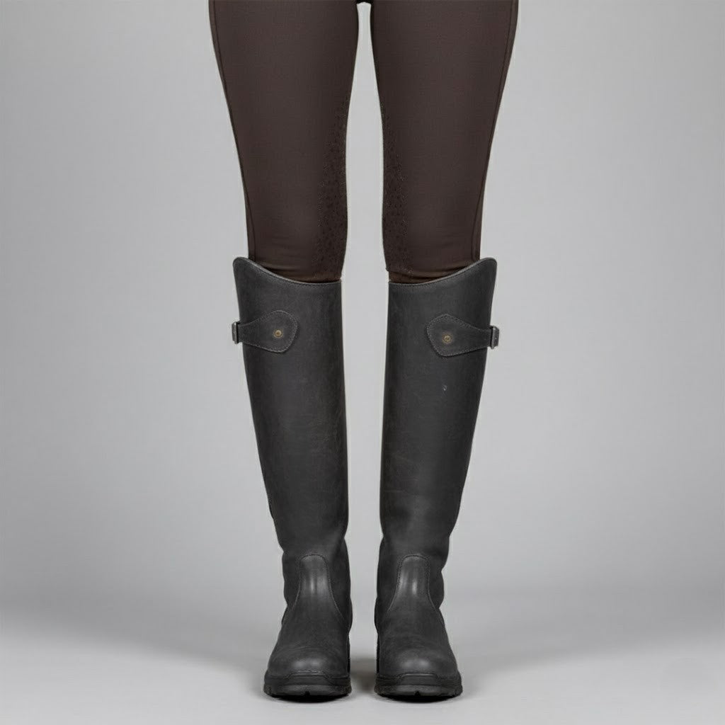 Women's Cowboy Boots, Knee-High Leather Outdoor Wear in Black 3
