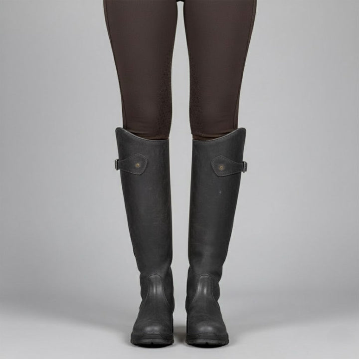 Women's Cowboy Boots, Knee-High Leather Outdoor Wear in Black 3
