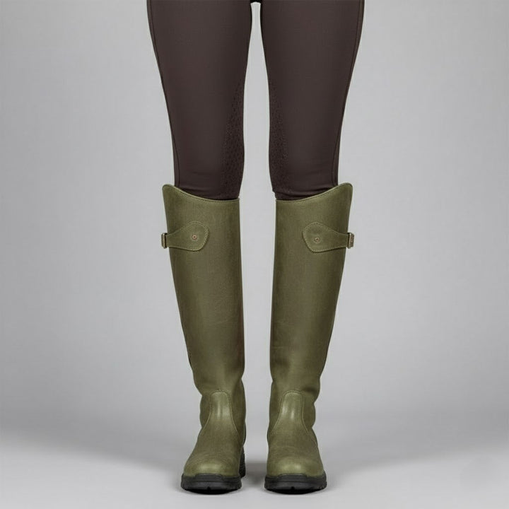 Women's Cowboy Boots, Knee-High Leather Outdoor Wear in Green 2